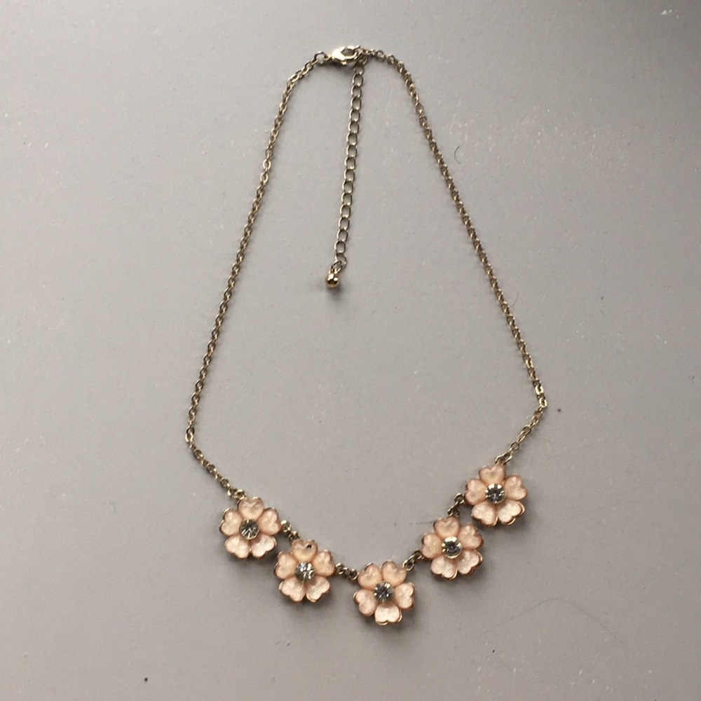 Statement Necklace with Pink Flowers